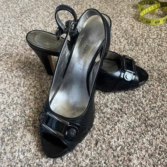 Anne Klein Evelyn Peep Toe Slingback Pump Heel, Size 9M, Black - Picture 1 of 5